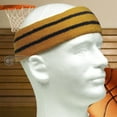 thumbnail image 4 of Couver Unisex Long Wide Terry Cloth Basketball Headband Two Stripe Design 3 Pack, Tan/2 Lines Black, 4 of 8