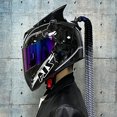 thumbnail image 3 of Casco integral para motocicleta, casco de seguridad para montar en moto, doble lente, casco de carreras, trenzas individuales, cuernos, 3 of 5