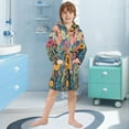 thumbnail image 5 of FORMRS Niños Bathrobe Unisex Hooded Robe Soft Plush Pajamas Sleepwear, Size 2-3T, Orange Colorful Flowers, 5 of 7