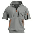 thumbnail image 4 of Men's Lightweight Hooded T Shirt Short Sleeve Summer Casual Breathable Plain Sports Top with Pockets Comfortable Leisure Wear for Daily Outfits, 4 of 5