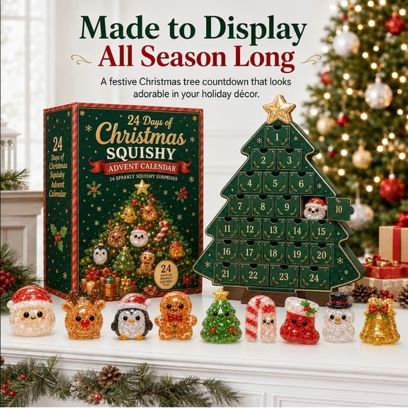 2026 Christmas Squishy Advent Calendar, 24 Days Xmas Countdown Calendar Cute Christmas Themed Squeeze Toys, Collectible Surprise Gift Box Stocking Stuffer