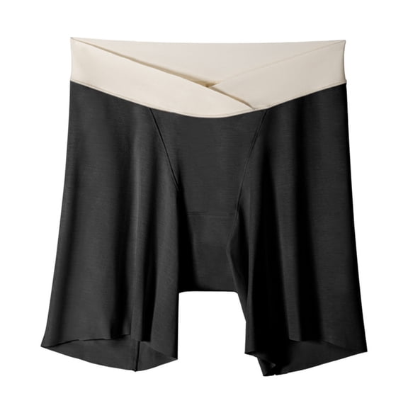 QINGFSAP Womens Mid Rise Seamless Cotton Boyshorts V Crossover Waistband Breathable Underwear