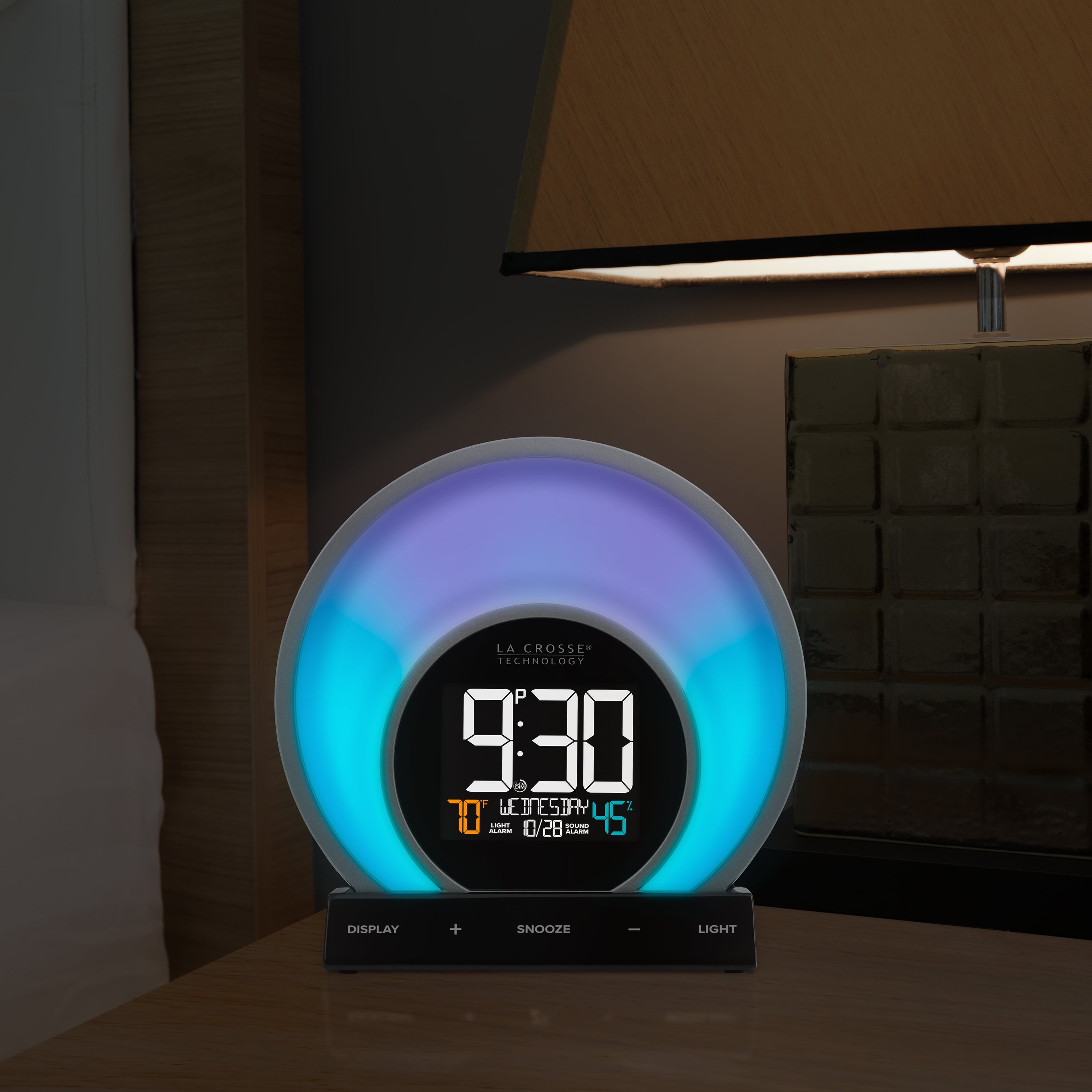 La Crosse Technology Digital Soluna Sunrise & Sunset Light Alarm Clock with  USB charging port, C80994 