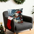 thumbnail image 3 of Snowman Christmas Throw Pillow Cover 18x18 Inch, Festive Red and Blue Holiday Decor Pillowcase with Snowman Scene for Sofa Cushion B, 3 of 6