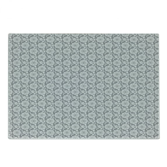 Grey and White Cutting Board, Rich Royal Victorian Garden Pattern Petals and Leaves Antique Look, Decorative Tempered Glass Cutting and Serving Board, Small Size, Grey White, by Ambesonne