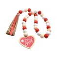 thumbnail image 4 of Valentine's Day Wooden Bead Tassel - Ki-d-Safe Shatterproof Rope Hanging Ornament, Rustic Home Holiday Decor, 4 of 9