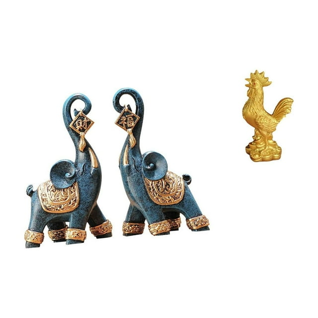 Escultura Moderna De Resina De Elefante Y Gallo, Figura Artística Coleccionable Para Escritorio, Estantería, Decoración Del Hogar, Oficina, Regalos, Decoración Feng Shui, Aniversarios De