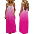thumbnail image 2 of Women's Summer Boho Maxi Dress Backless Spaghetti Strap Ombre Gradient Flowy A-Line Sundress Lightweight Breathable Beach Vacation Cocktail Party Long Dress, 2 of 9