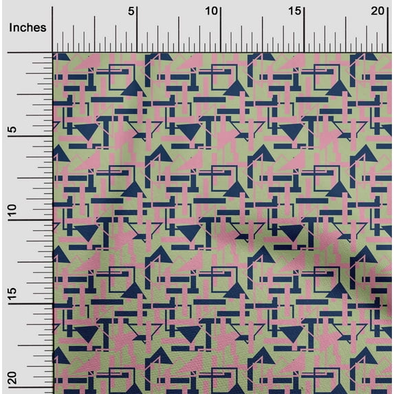 oneOone Organic Cotton Poplin Twill Fabric Square & Triangle Geometric Printed Fabric 1 Yard 42 Inch Wide