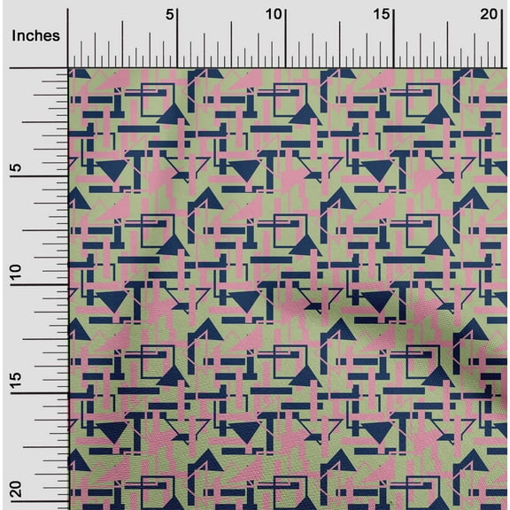 oneOone Organic Cotton Poplin Twill Fabric Square & Triangle Geometric Printed Fabric 1 Yard 42 Inch Wide
