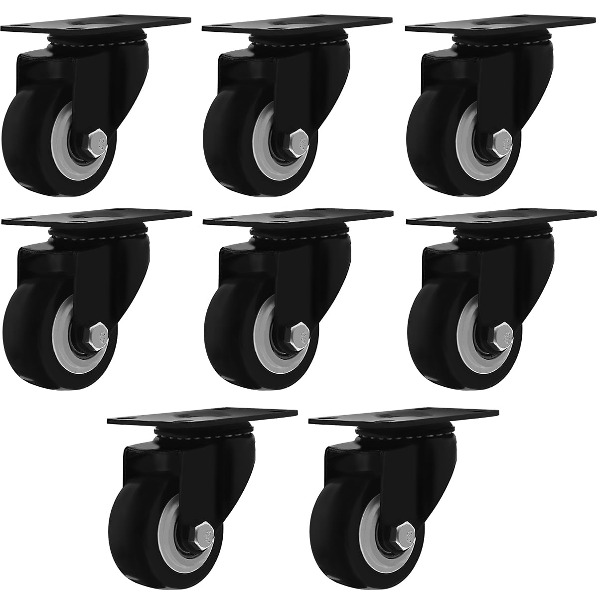 2.5" NO Brake Caster Wheels Rubber Base w/ Top Plate & Bearing 24 Pack 