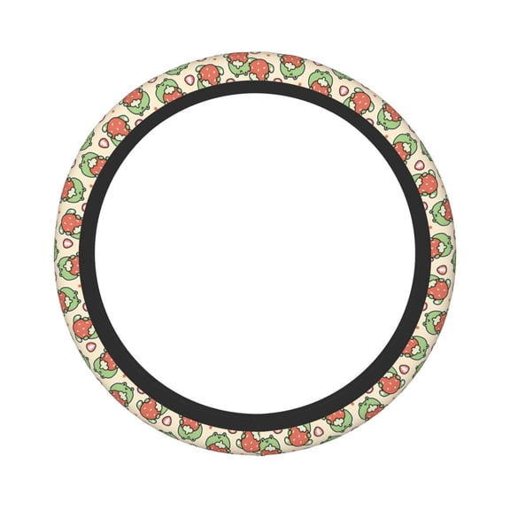 Kll Car Steering Wheel Cover, Universal 15 Inch, Soft Elastic And Comfortable,Car Accessories Decorations-Frog Hold Strawberry