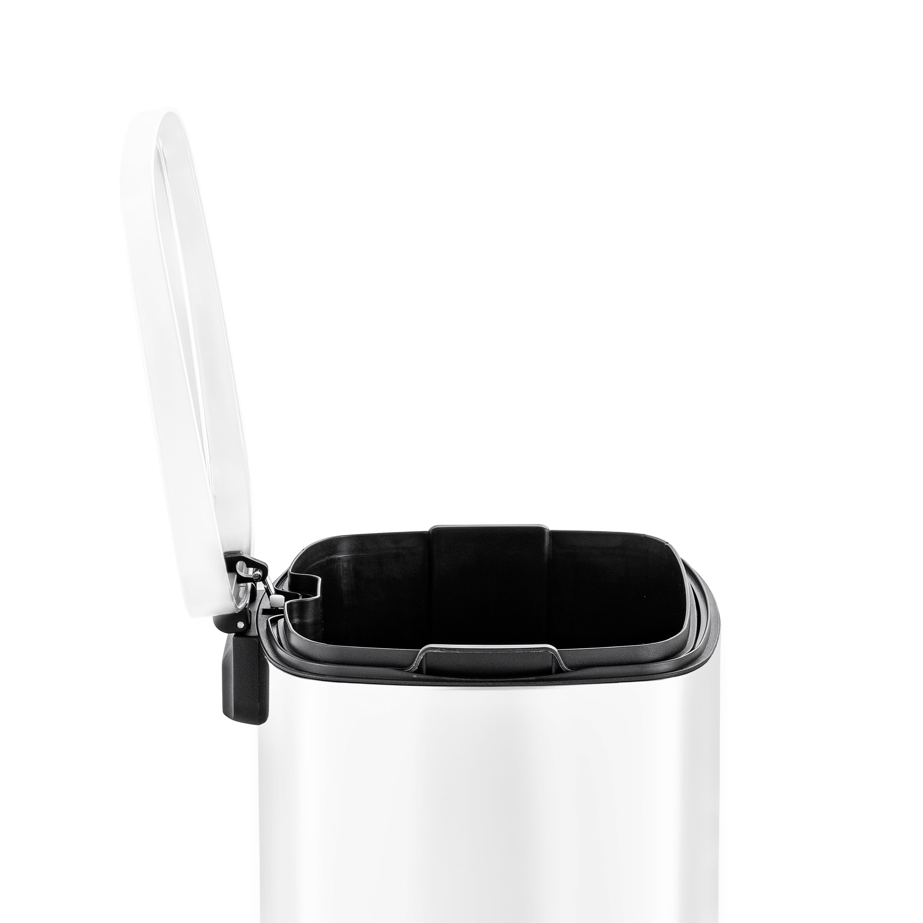 Qualiazero Kitchen Bathroom Trash Can Combo, 13.2 Gallon and Two 1.3 Gallon Stainless Steel Step Garbage Bin with Soft Close Lid, White