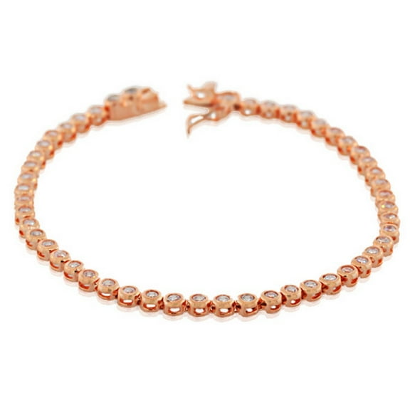 925 Sterling Silver Bezel-Set White CZ Womens Tennis Bracelet