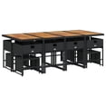 thumbnail image 2 of vidaXL 13 Piece Garden Dining Set with Cushions Black Poly Rattan, 2 of 5