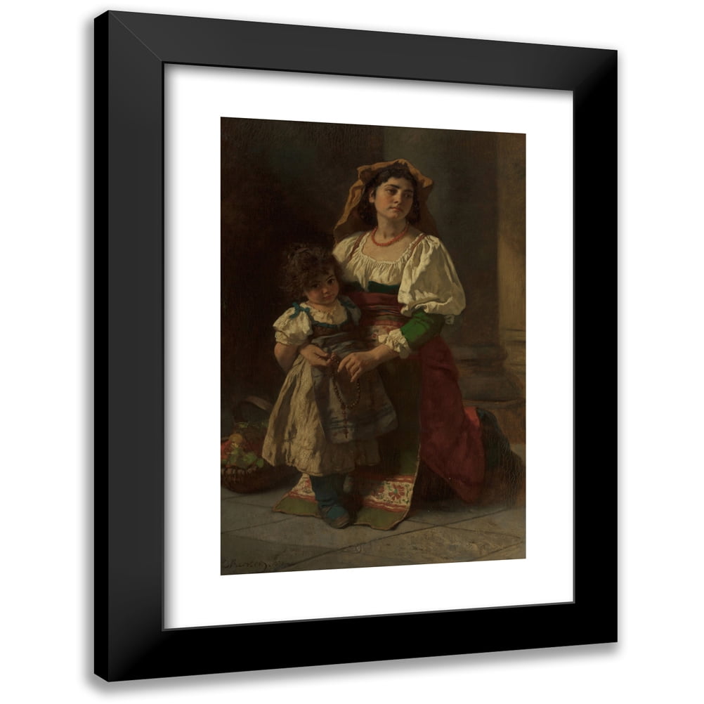 Karl Becker 11x14 Black Modern Framed Museum Art Print Titled - Mother and Child (1878)
