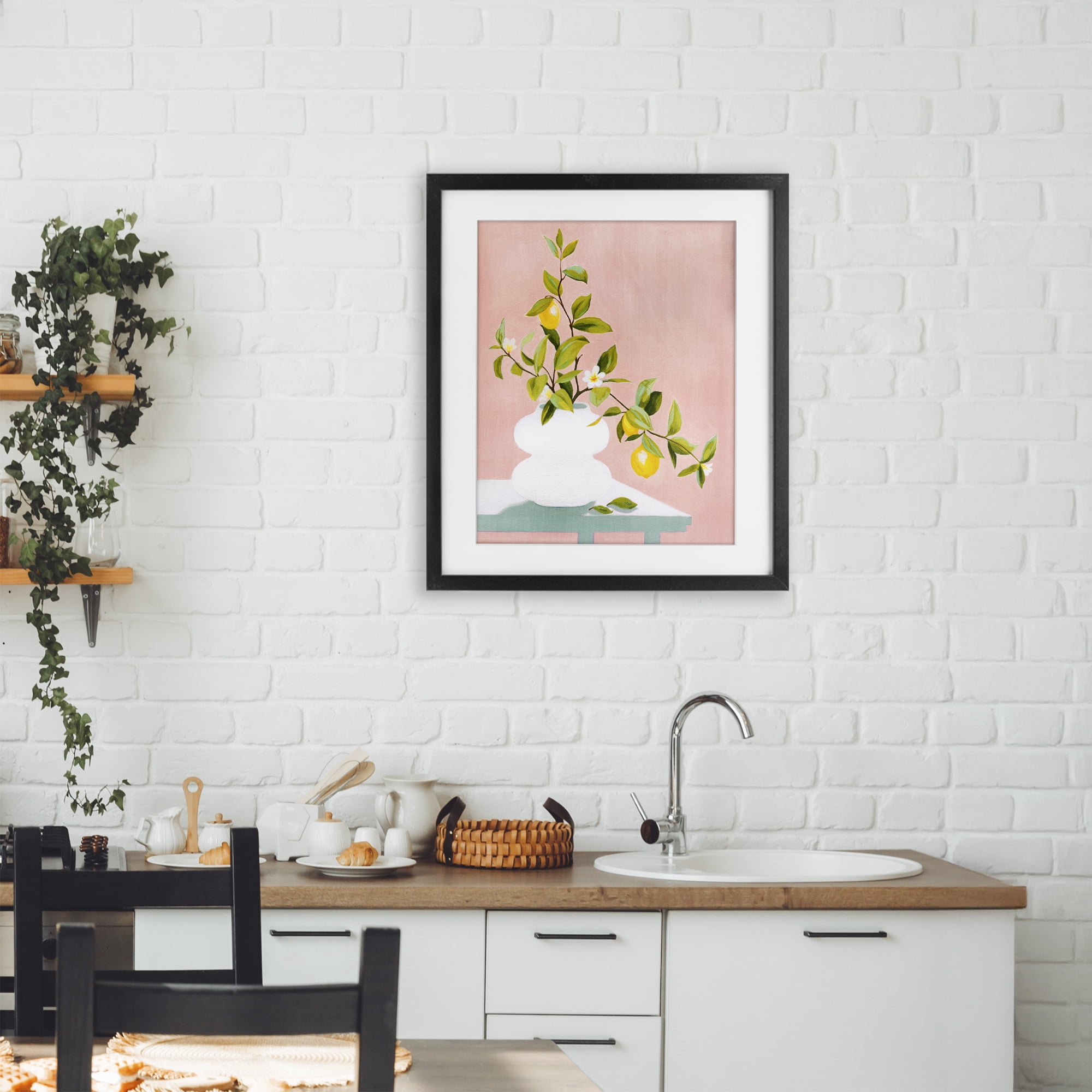 Stupell Industries Afternoon Limoncello Plant Black Framed Print Under Glass, design by Grace Popp