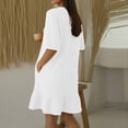 thumbnail image 5 of ClodeEU Women's Short Sleeve Crew Neck Ruffle Hem Mini Dress,Casual T-Shirt Swing Dress White,Women's Plus M, 5 of 6