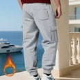 thumbnail image 4 of Cargo Sweatpants for Men Fleece Joggers Elastic Waist Drawstring with Multi Pockets, Baggy Warm Pants for Winter Workout & Lounge​ Light Gray S, 4 of 7