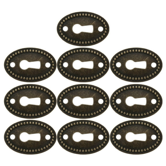 Hemobllo 10Pcs Decorative Keyhole Covers for Furniture Oval Zinc Alloy Plates Vintage Style