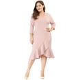 thumbnail image 2 of Vestido Midi Con Volantes Cuello V De Cóctel TalGrande PaMujer Ro3XL, 2 of 6