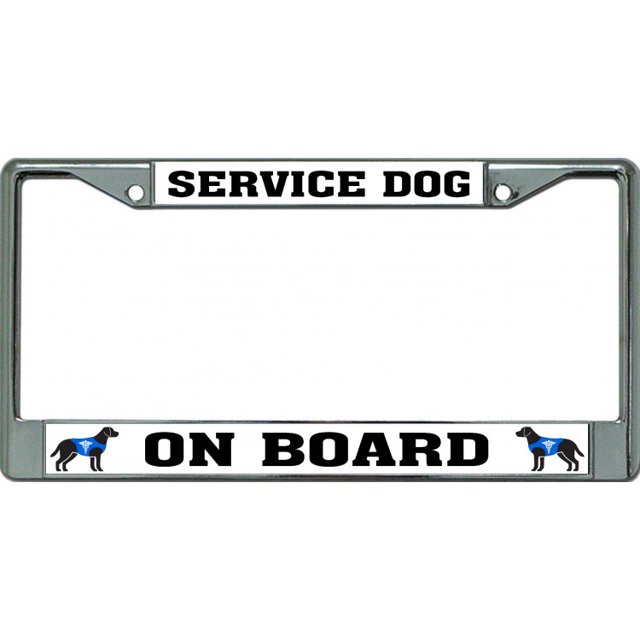 Cadre de Plaque d'Immatriculation Chromé pour Chien de Service à Bord
