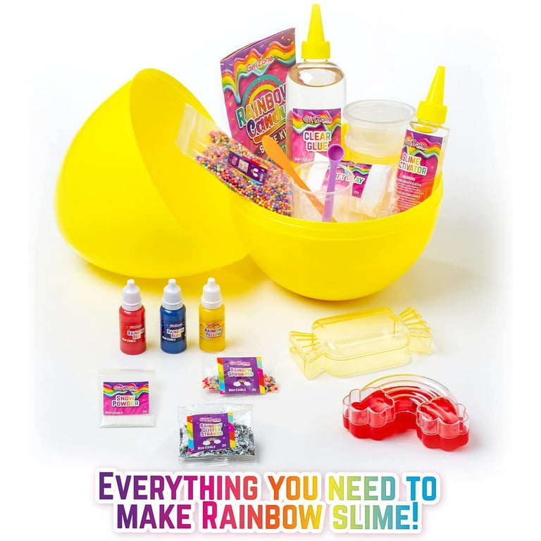 GirlZone Rainbow Candy DIY Slime Kit, Everything in One Egg to Make Rainbow Slime, Fluffy Cloud Slime, Clear Butter Slime and Mo
