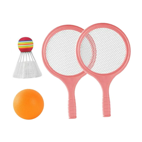 Kids Badminton Tennis Set Kids Tennis Racket with Ball and Badminton Shuttlecock Pink