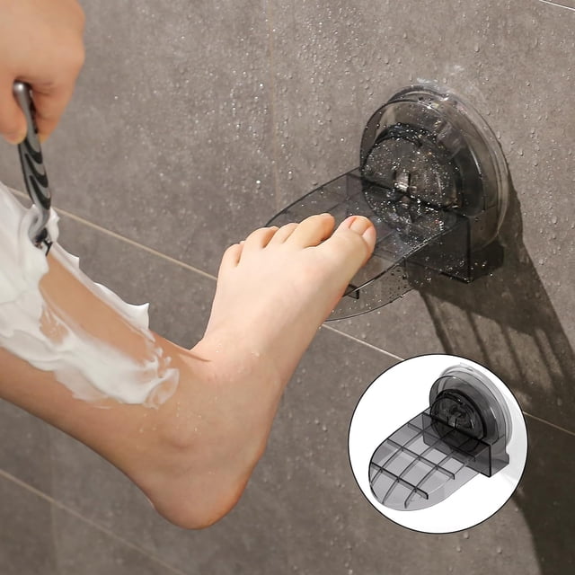 Repose-pied de Douche pour Raser les Jambes, Support à Ventouse Puissant Antidérapant pour Raser les Jambes, Sans Perçage, Tabouret Réutilisable pour Femmes et Personnes Douloureuses (Noir)