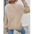 thumbnail image 3 of YOGAFOX Women Casual Oversized Cable Knit Long Sleeve Pullover Sweater Oatmeal XL, 3 of 5