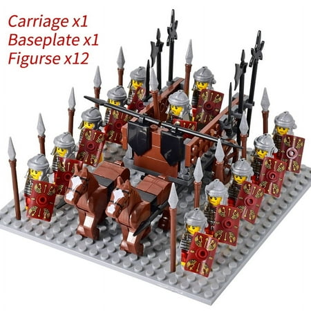 Medieval Knights mini Action Figures Building Blocks Roman Chariot Carriage Soldier War Horse Bricks Toys for Children Gift