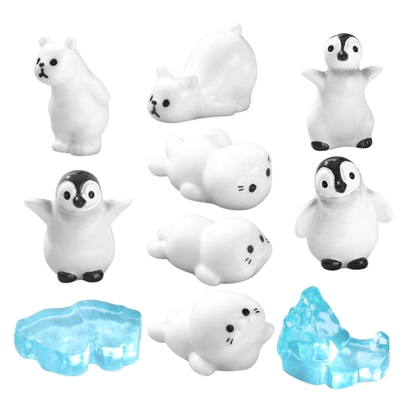 IBASETOY Assorted Color Miniature Ocean Animal Figurines for Garden Decoration Resin Penguin Polar Bear 3.5 Inch
