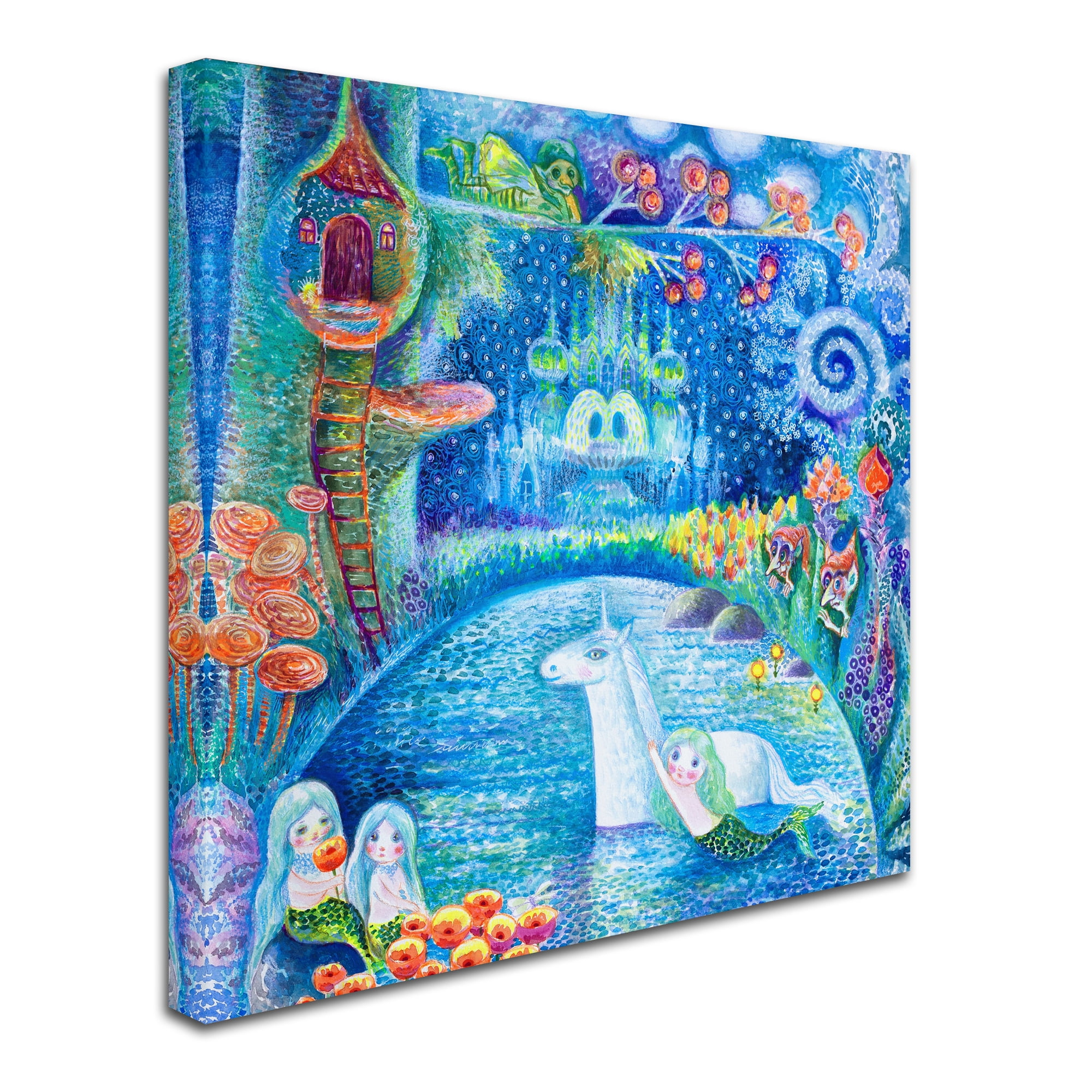 Trademark Fine Art 'Bathing Of Unicorn' Canvas Art by Oxana Ziaka