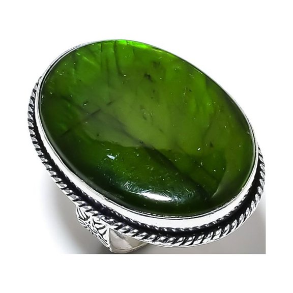 Green Labradorite Gemstone Handmade 925 Sterling Silver Jewelry Ring Size 10