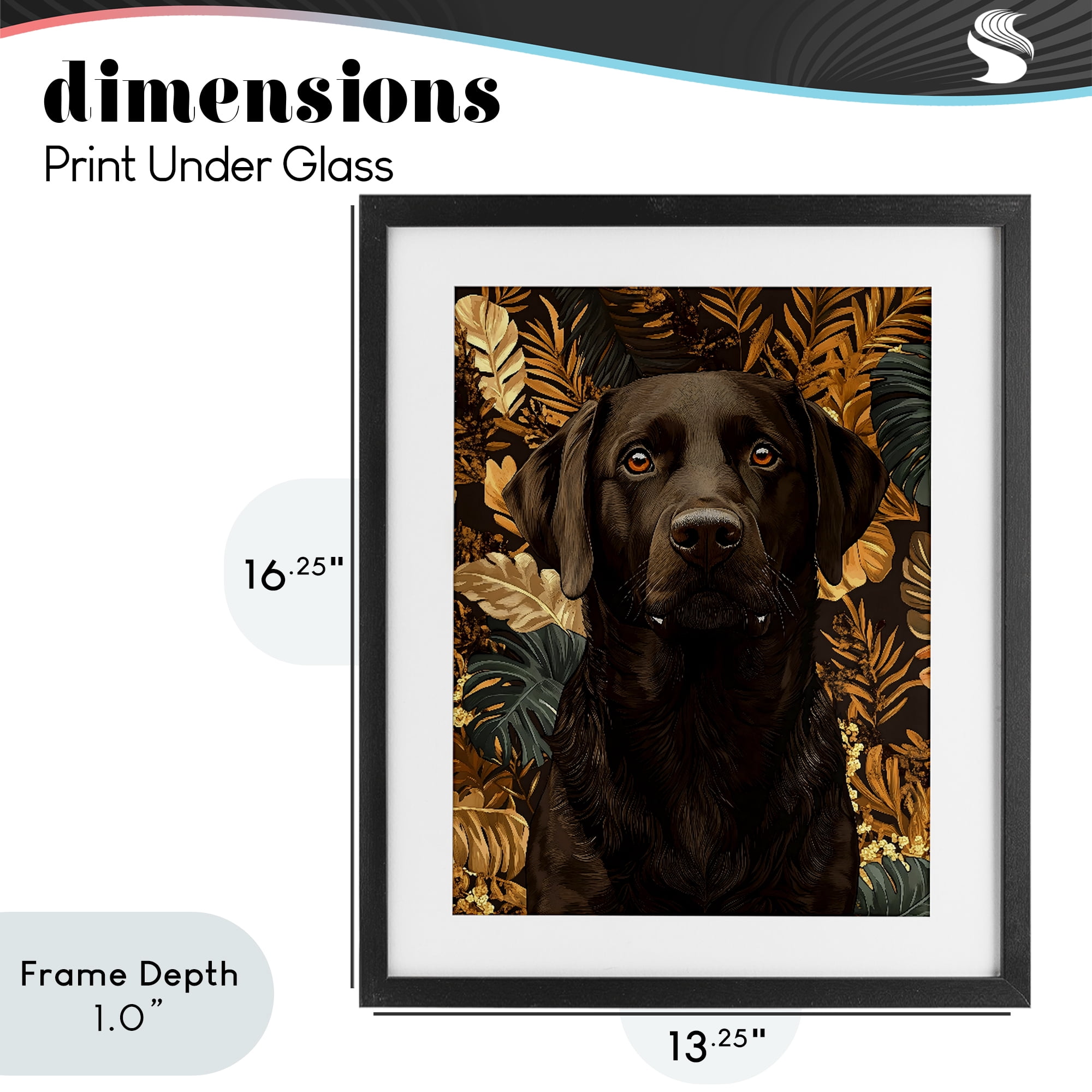 Stupell Industries Labrador with Golden Leaves Black Framed Print Under Glass, design by Creative Studio