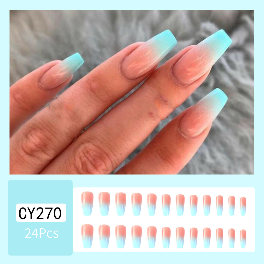 Gradient Press On Nails – Coffin-Form, Rosé Farbverlauf, 24 Stück, Mit Klebepads & Feile, Für Frauen & Mädchen