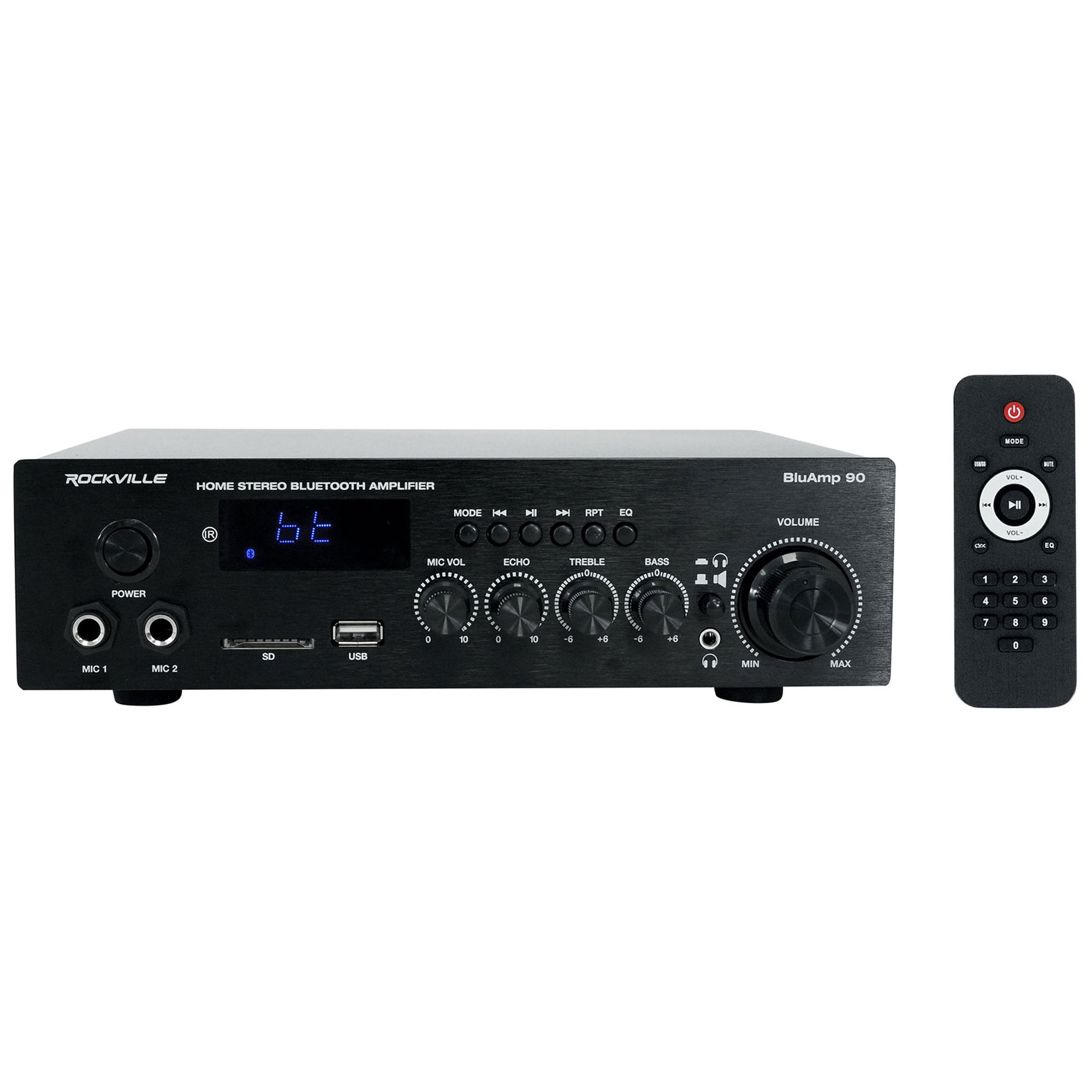 Rockville BLUAMP 90 Home Stereo Bluetooth Receiver Amp w/Mic+Phono+HDMI Input
