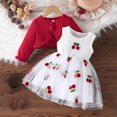 thumbnail image 2 of COM1950s Robe Bébé Fille, Mode Fille Couleur Unie Haut à Manches Longues Col Rond Robe Sans Manches Ensemble Deux Pièces, Robe d'Anniversaire Fille, 2 of 9