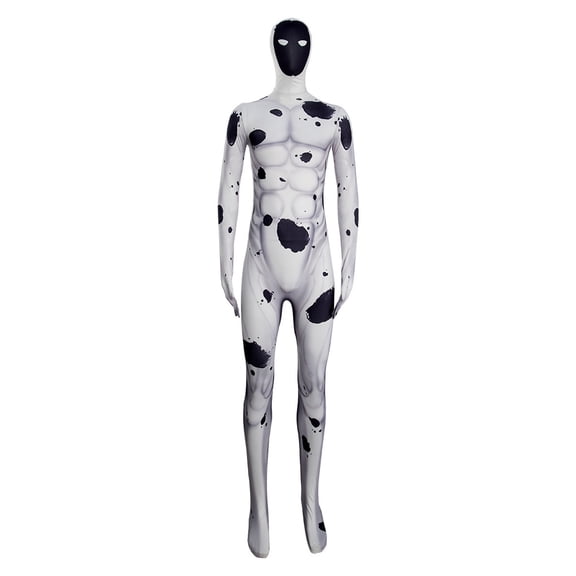 HTQWLP Halloween Superhero Costumes, Pop Style Role Playing Fancy Dress Costumes, Halloween Stage Performance Cosplay Outfit-Hooded Jumpsuit, Birthday Party Dress up Costumes for Men, White/170