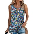 thumbnail image 2 of KISSMODA Womens Summer Tank Tops Casual Sleeveless Solid Printed Tunic Top Loose Fit V Neck Shirts, 2 of 4
