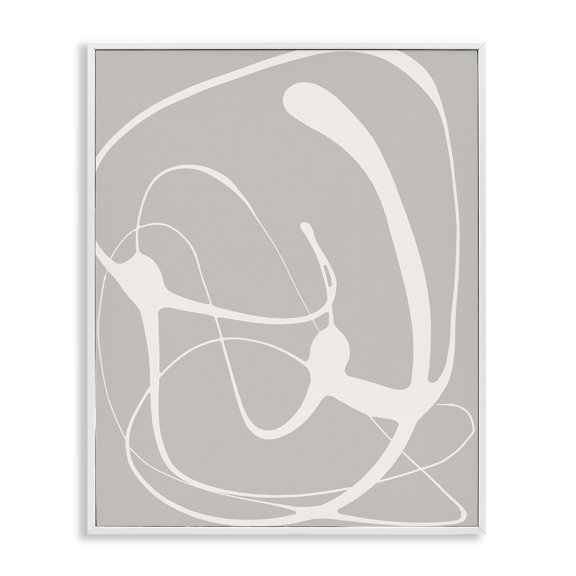 Stupell Industries Beige Very Abstract Figure Abstract Painting White Framed Art Print Wall Art, 16 x 20