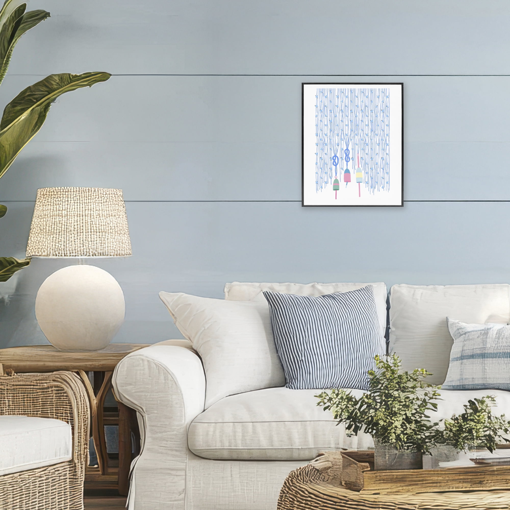 Stupell Industries Hanging Buoys on Ropes Black Framed Giclee Art, design by Melissa Tilley