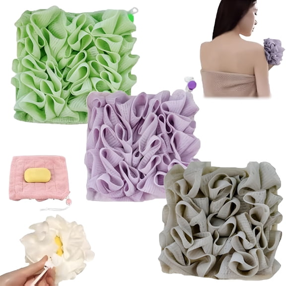 ACDANC Loofah Washcloth for Bar Soap,Reusable Bar Soap Loofah Pouch,2 in 1 Loofahs Sponge Washcloth with Drawstring for Cleansing and Smooth Skin