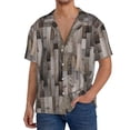 thumbnail image 3 of KLL Wooden Texture Print Men's Shirt Short Sleeve Button Down Summer Cuba Beach Shirts- XX-Large, 3 of 7