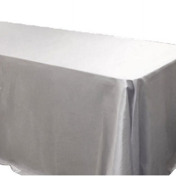 10 pack 90x156" Rectangular Satin Tablecloth Wedding Party Catering", (Color: Silver)