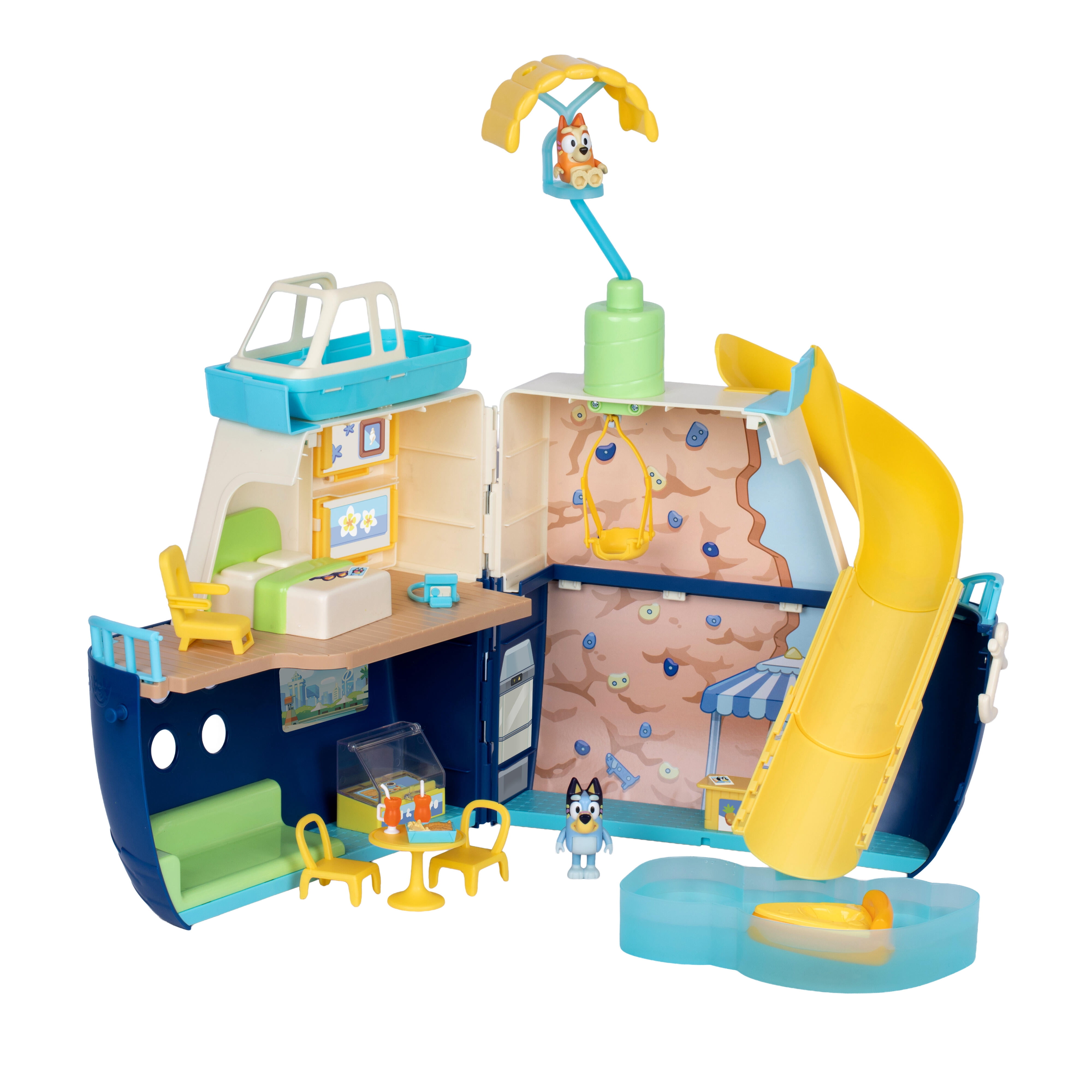 Bluey Cruise Ship Playset, Features 5 Play Areas, 15+ Accessories, Sticker Sheet, & Exclusive Bluey & Bingo Figures , Ages 3+