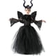 thumbnail image 2 of Disfraz de tutú de Reina del diablo de Maléfica de Disney, vestido tutú elegante de Halloween para niñas con chal de plumas, vestido de baile real para niños, trajes, 2 of 5