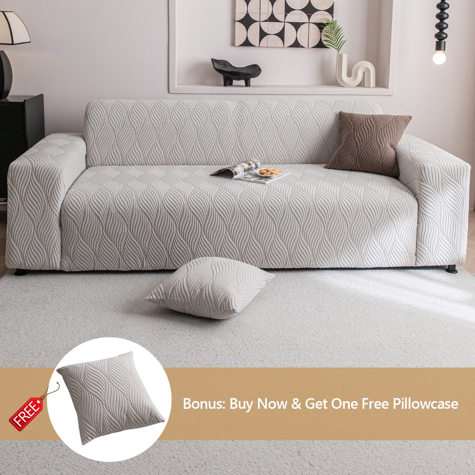 ANMINY Stretch Sofa Covers Couch Covers Furniture Protector Sofa Slipcover Leaf Pattern 1-seater (35"-55")