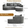 thumbnail image 4 of Luxury Modern Curved Back Sofa, Minimalist Style Chenille Comfy Couch for Living Room Apartment, 4 Seater Modular Sectional with Throw Pillows, 4 of 7