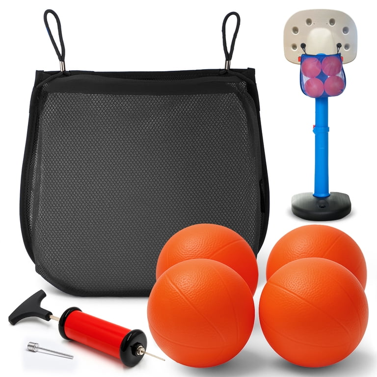 Set of 4 Mini Basketballs with Storage Net, Designed for Little